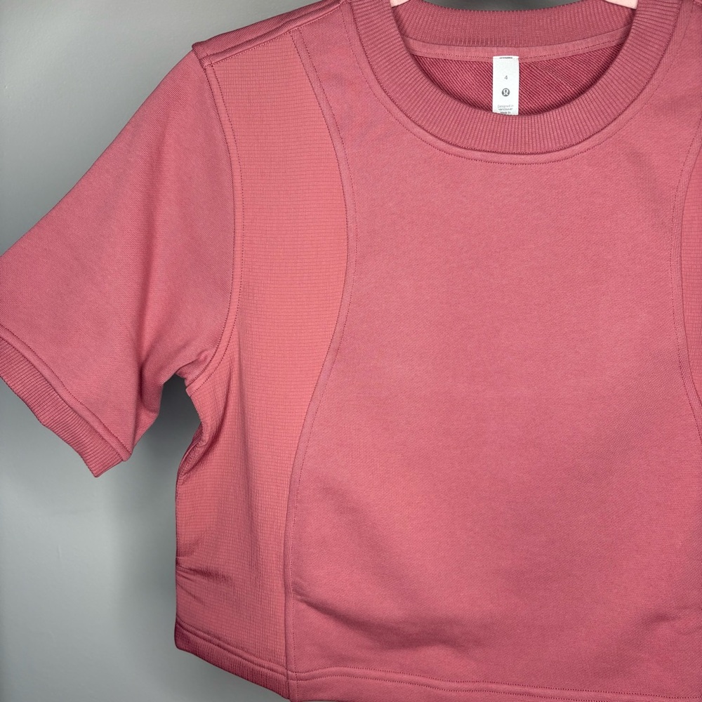 Lululemon Cotton French Terry + Swift Tee Brier Rose Pink Size 4 - Picture 5 of 9